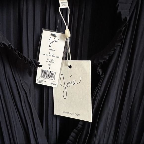 Joie Jazelle Pleated Ruffle Flounce Dress Navy, Size 4 - Picture 6 of 17